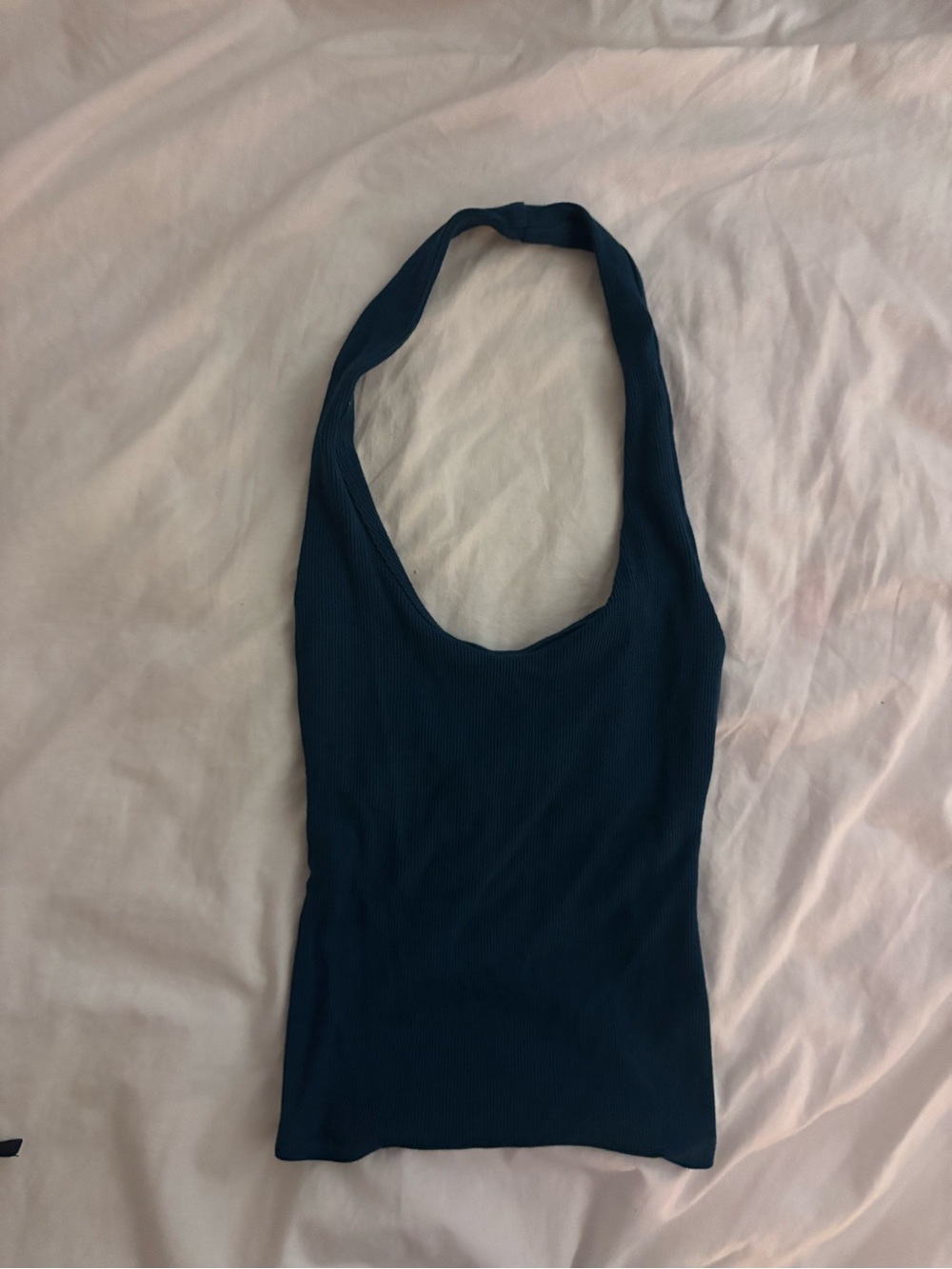 Garage Teal Ribbed Halter Tank Top